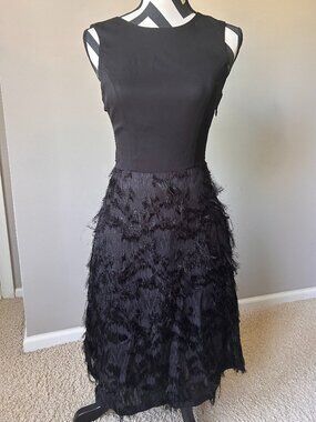 Nicole Miller a-line eyelash fringe cocktail dress